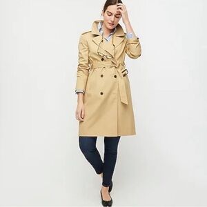 J. Crew Factory tan trench coat with belted waist, size 6, excellent condition